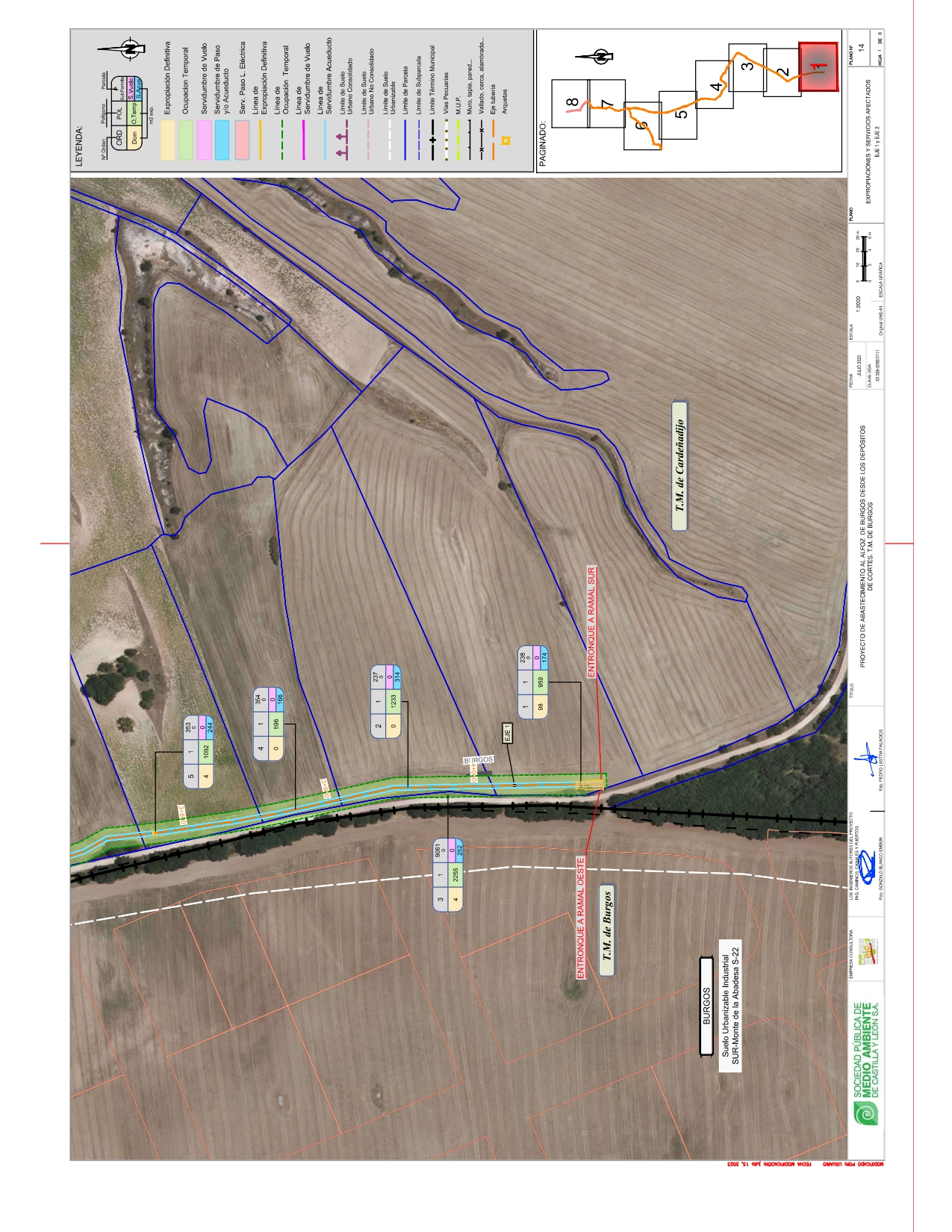 Plano 1 Abastecimiento al Alfoz de Burgos desde los depósitos de Cortes. Término municipal de Burgos