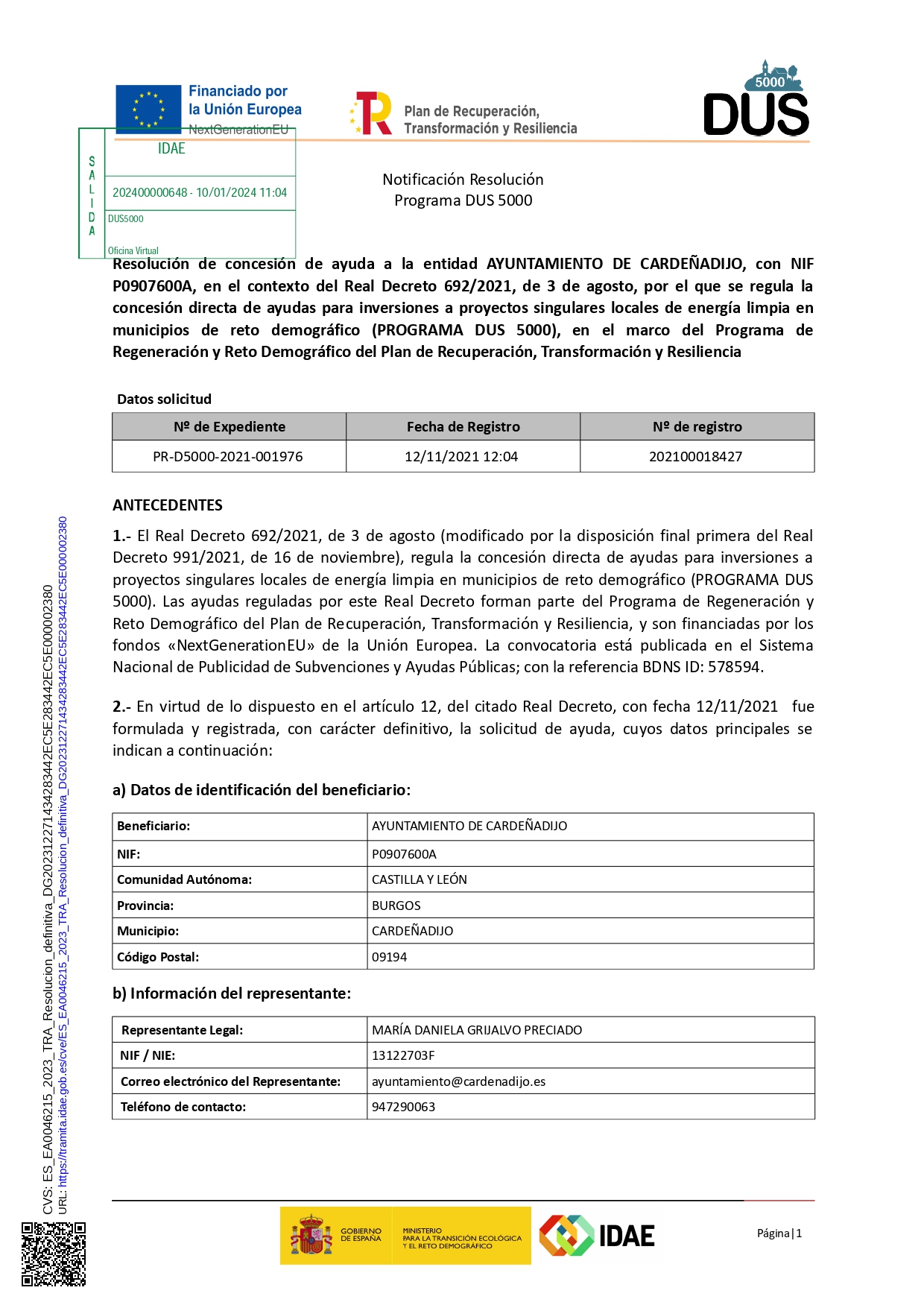 RESOLUCION IDAE 10/01/2024 CONCESION SUBVENCION (1)